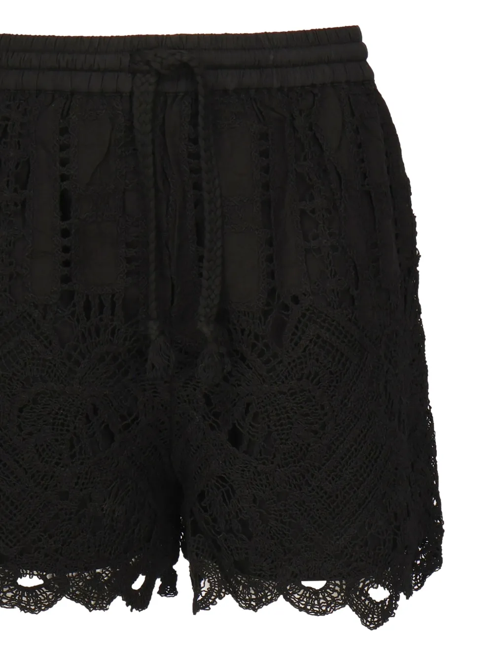 PINKO lace scalloped-hem shorts Zwart