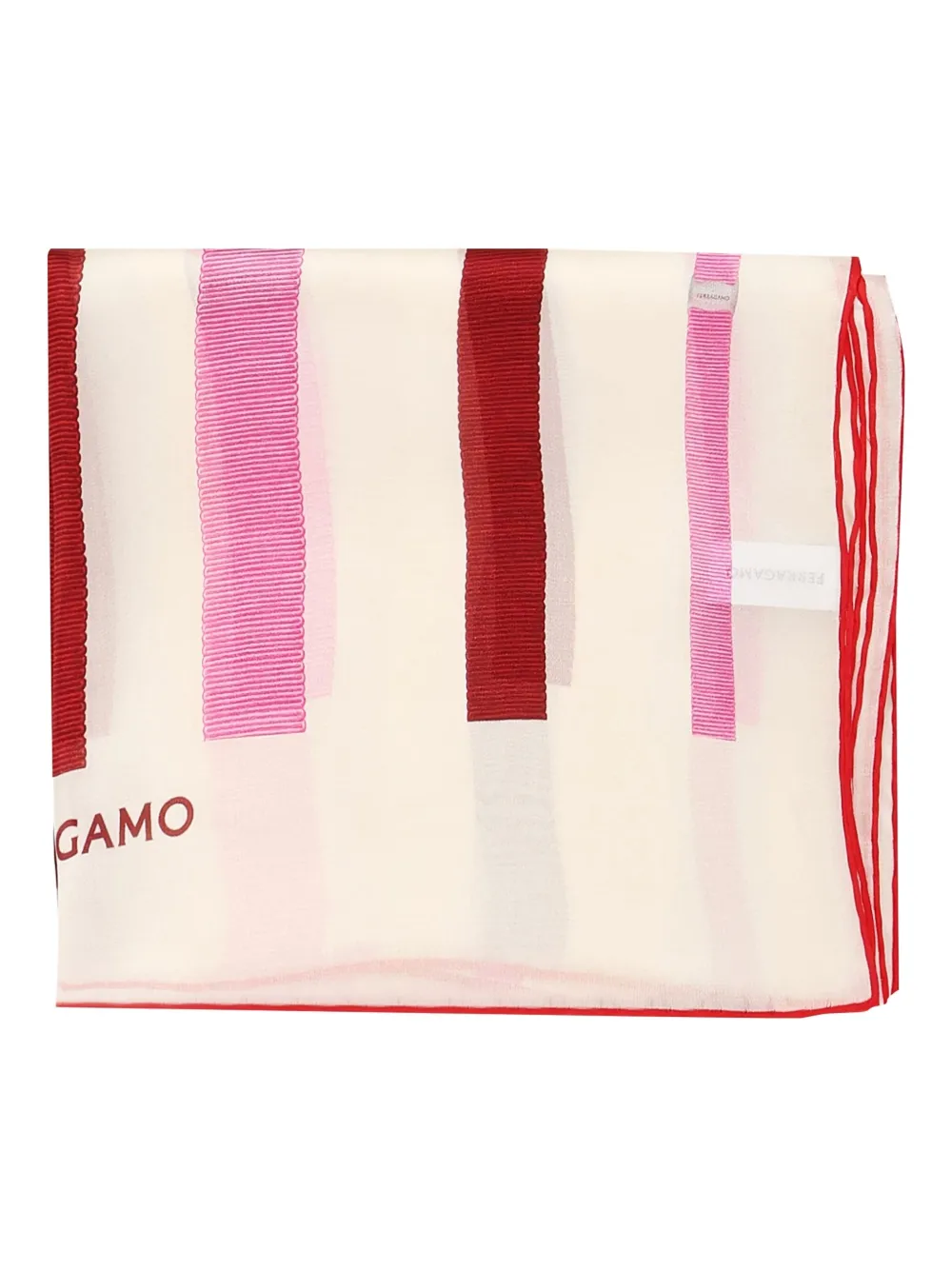 Ferragamo striped-print silk scarf Beige