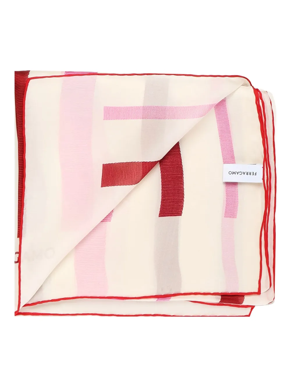 Ferragamo Striped-print Silk Scarf In Neutral