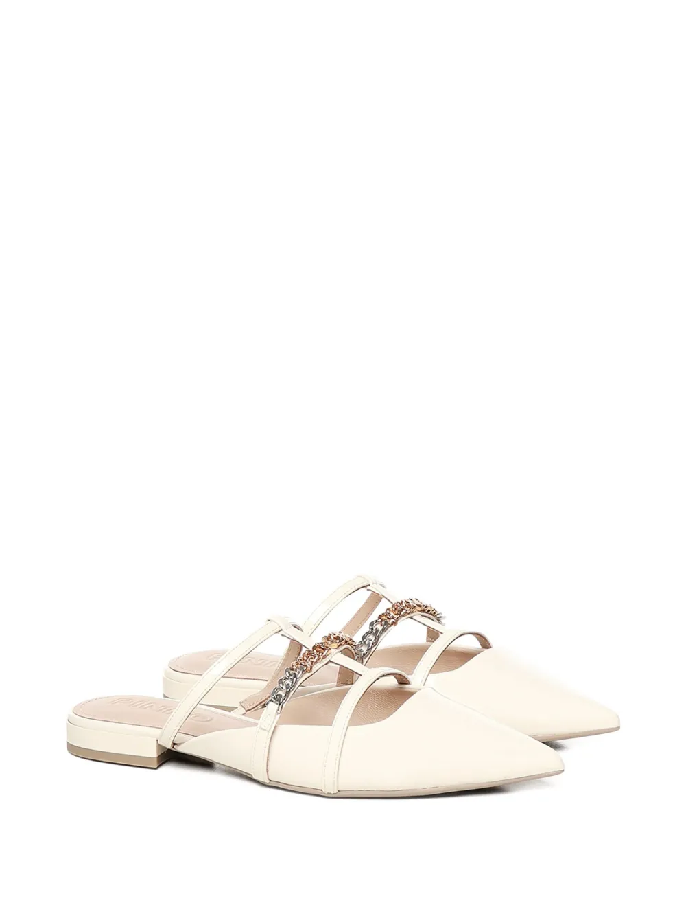 PINKO chain-embellished pointed-toe mules Beige