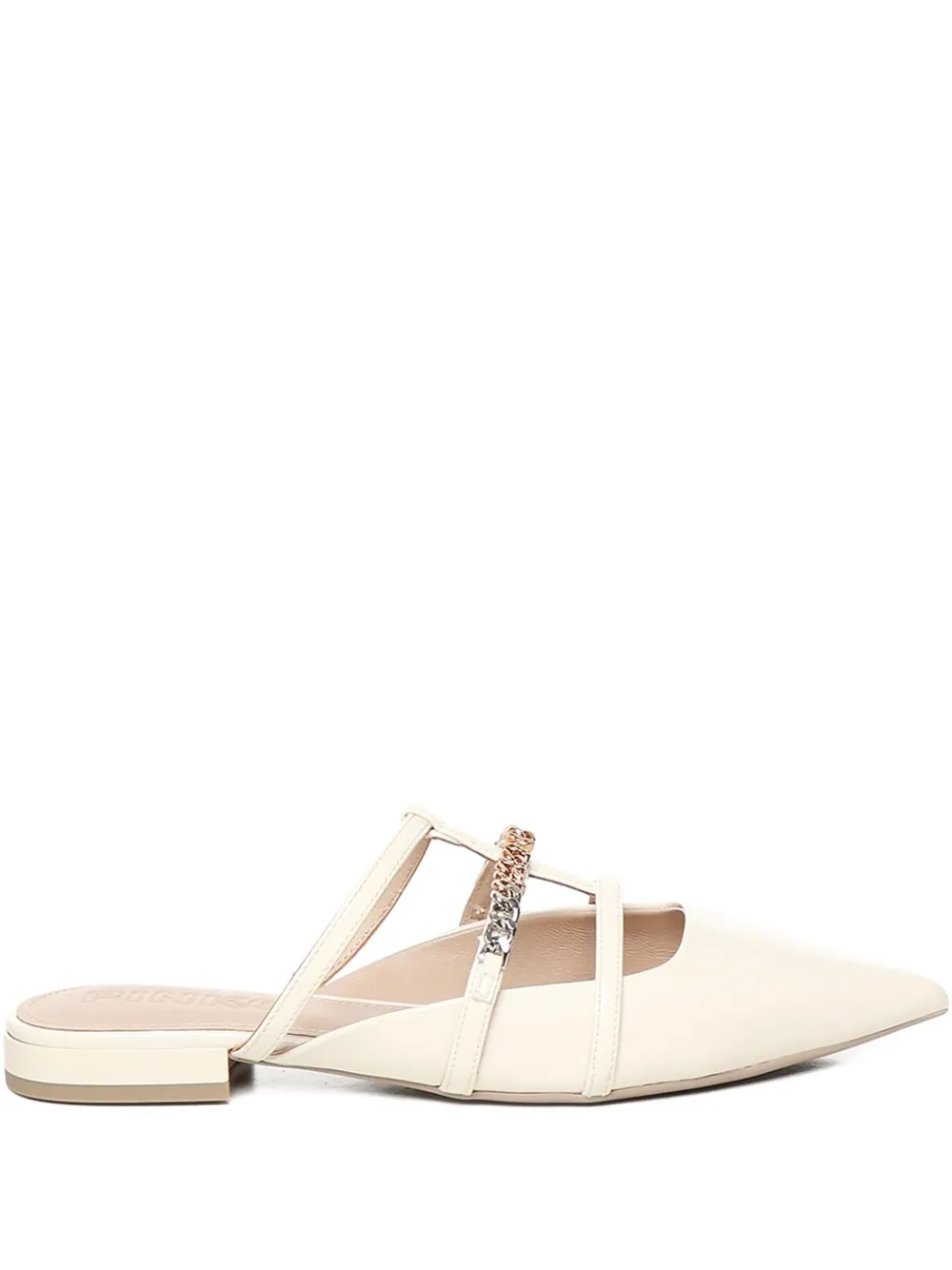 PINKO chain-embellished pointed-toe mules Beige