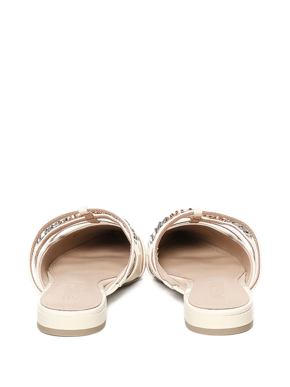 PINKO chain-embellished pointed-toe mules Beige