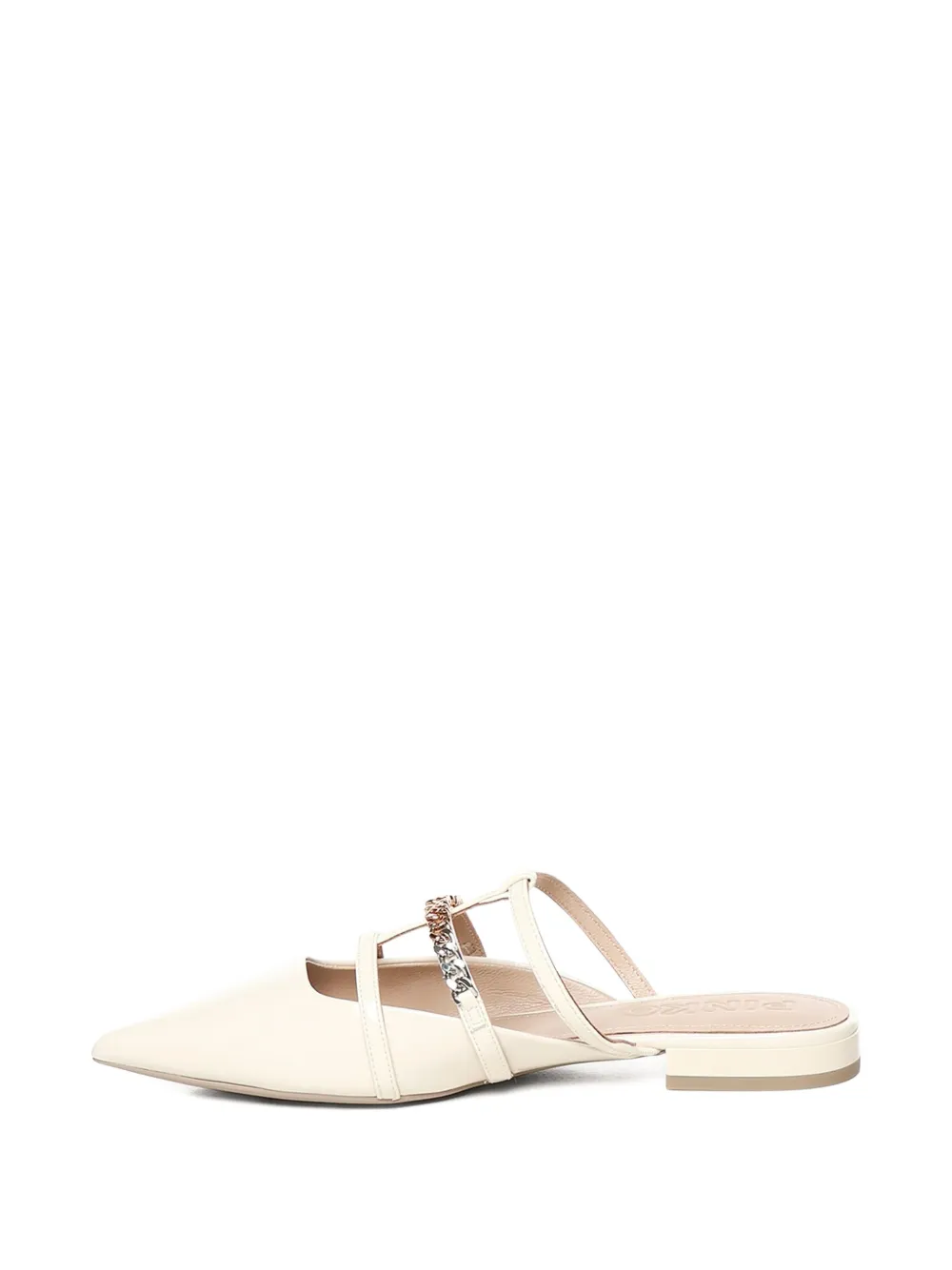 PINKO chain-embellished pointed-toe mules Beige