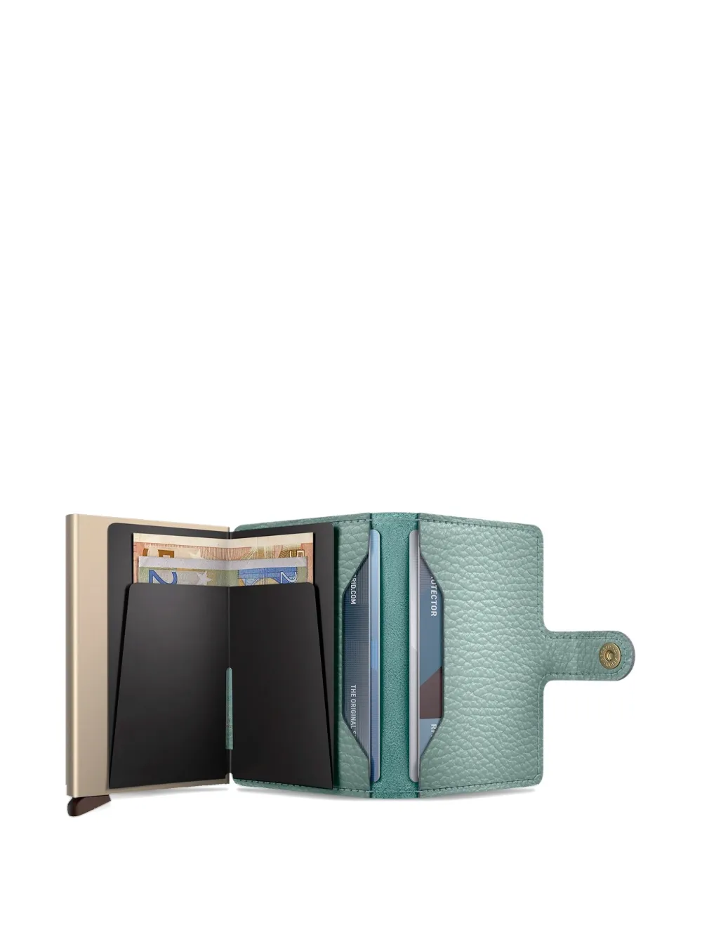 Secrid Leather Button Cardholder In Green