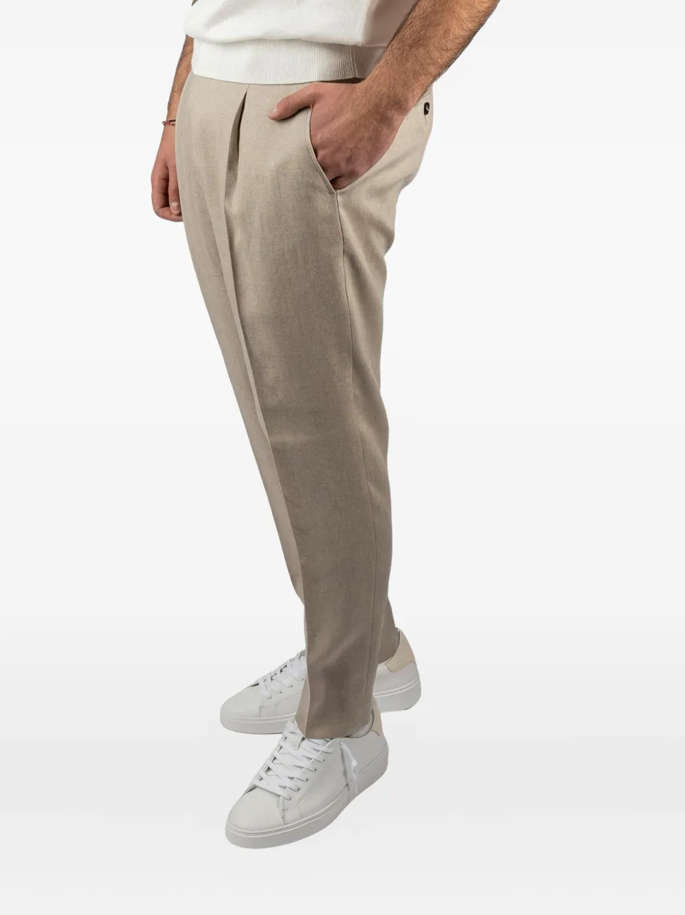 Be Able Pleated Linen Trousers In Neutral