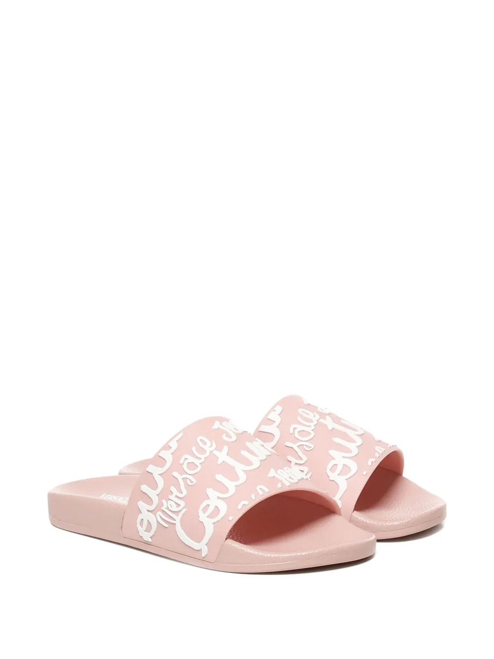 Versace Jeans Couture Logo-detail Slip-on Slides In Pink