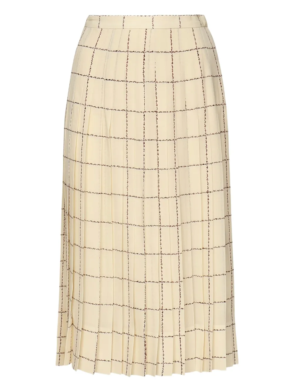 Loro Piana Clea pleated silk midi skirt Beige