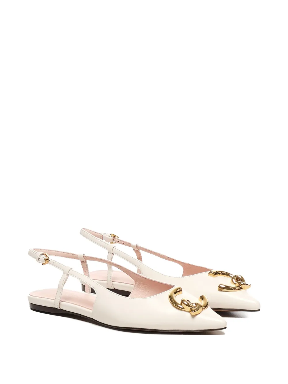 Coccinelle C-me logo-detail slingback flat pumps Neutrals
