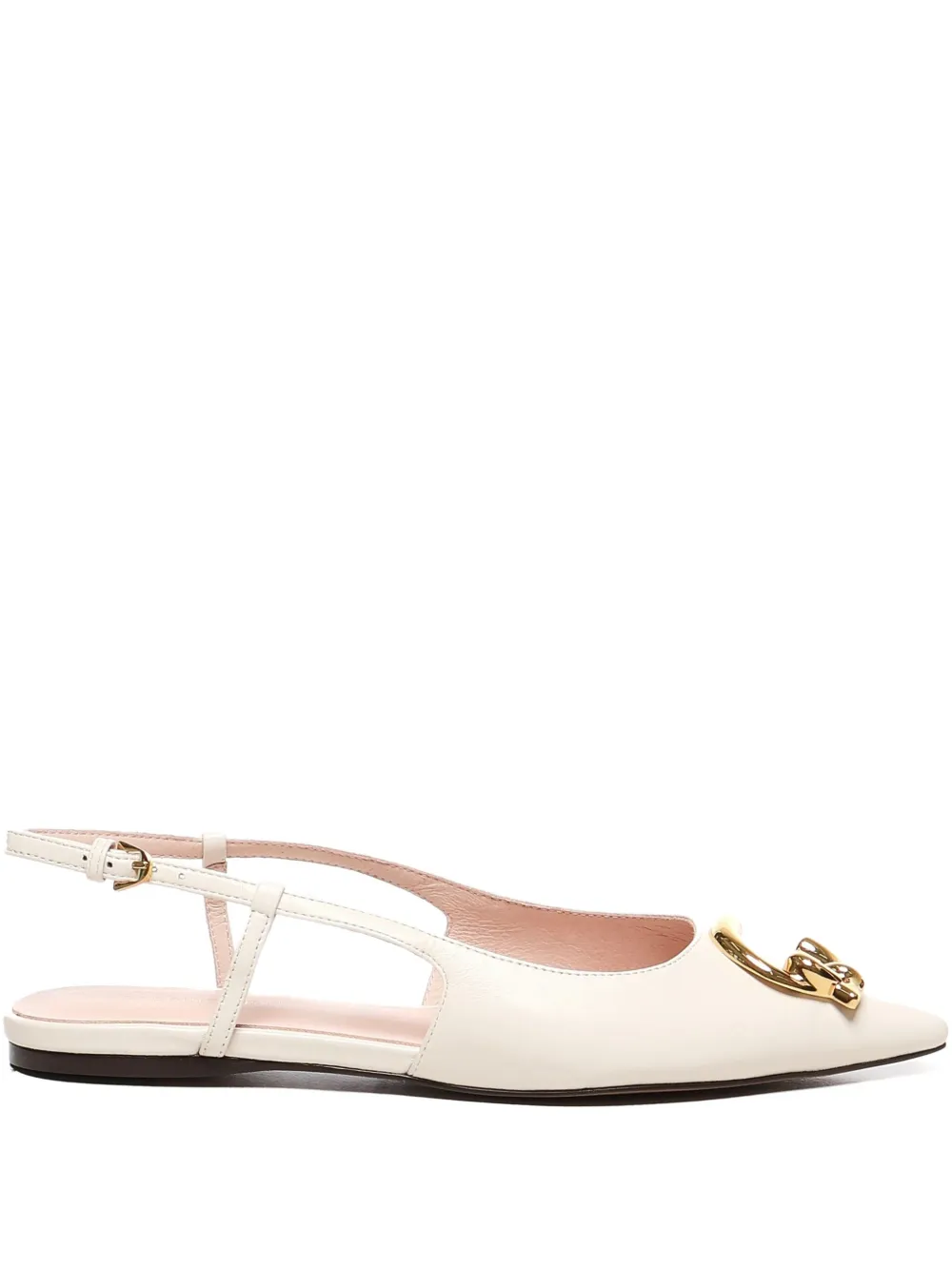 Coccinelle C-me logo-detail slingback flat pumps Neutrals