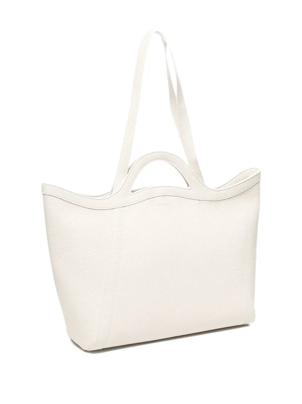 Coccinelle Amalia leren shopper met gewelfde handgreep Beige