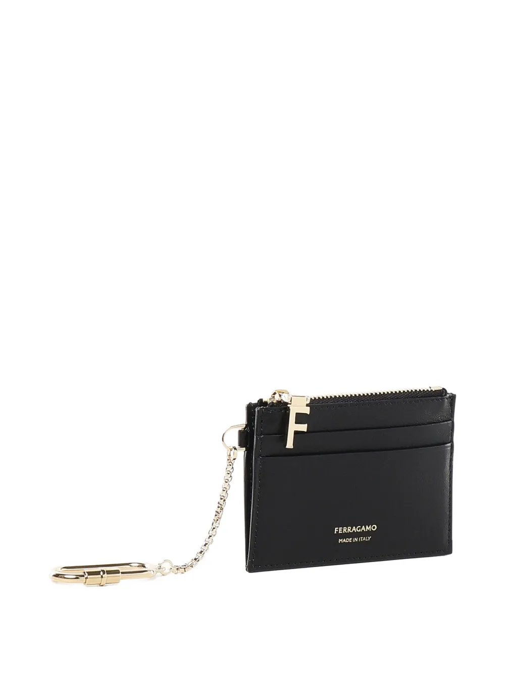 Ferragamo Pasjeshouder met kettingdetail en rits Zwart
