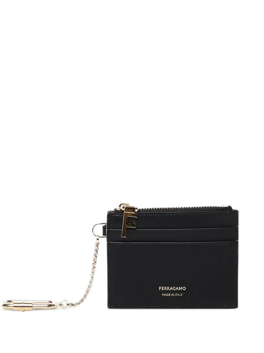 Ferragamo Pasjeshouder met kettingdetail en rits Zwart