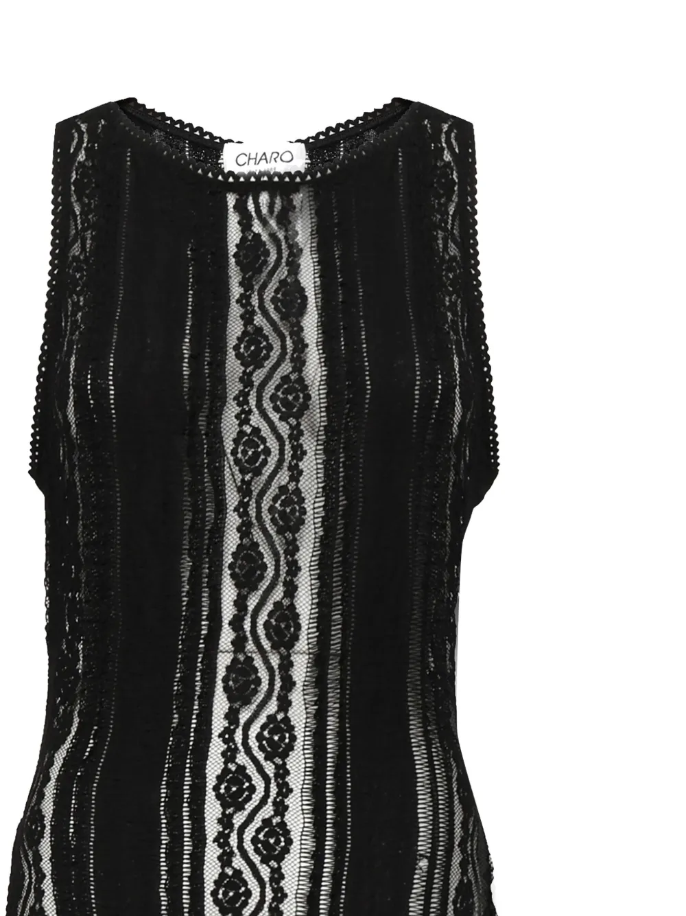 Charo Ruiz Ibiza lace-pattern sleeveless dress Zwart