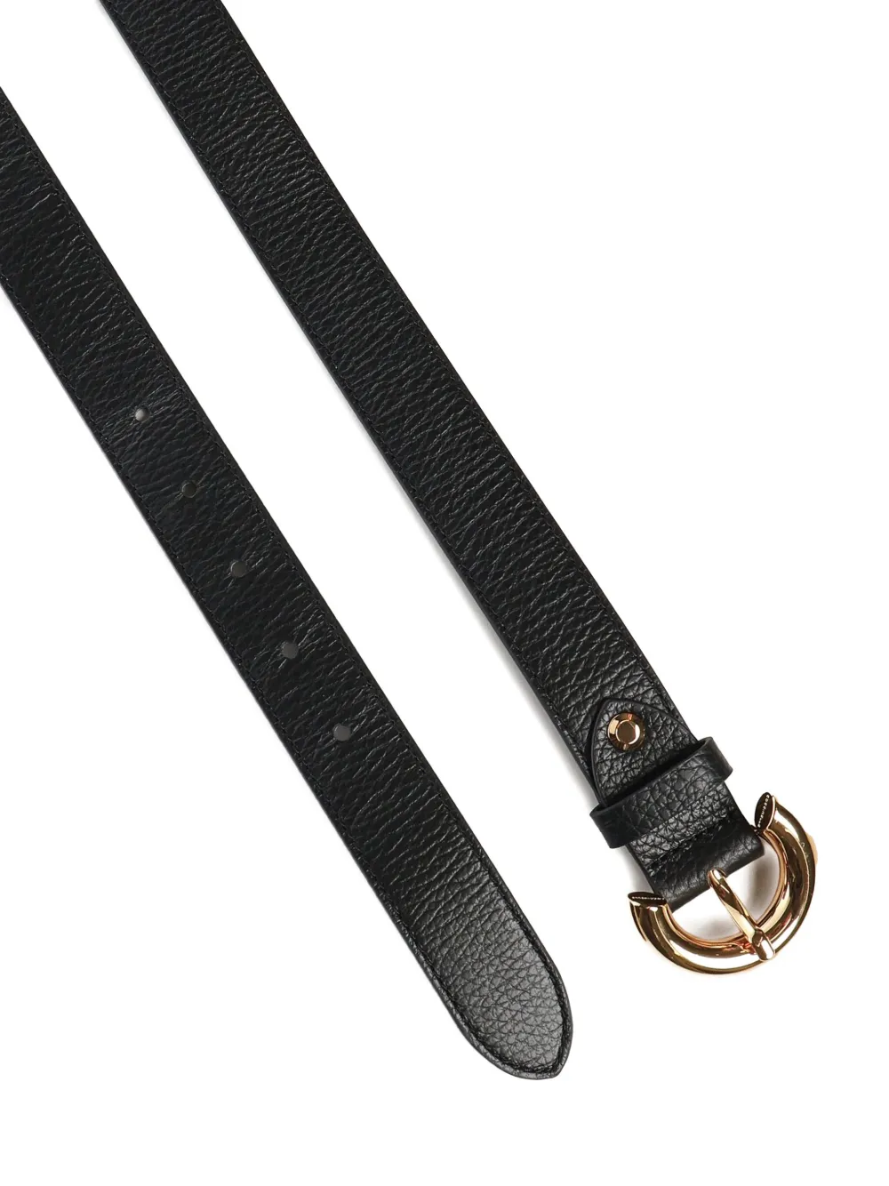 Coccinelle Leren riem met goudkleurige gesp Zwart
