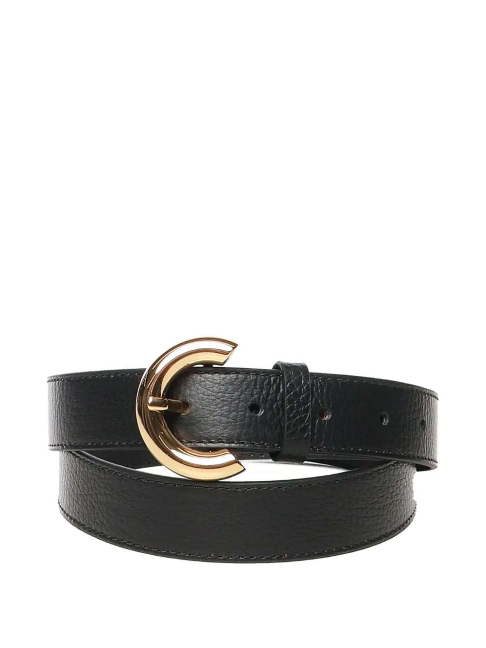 Coccinelle Leren riem met goudkleurige gesp Zwart