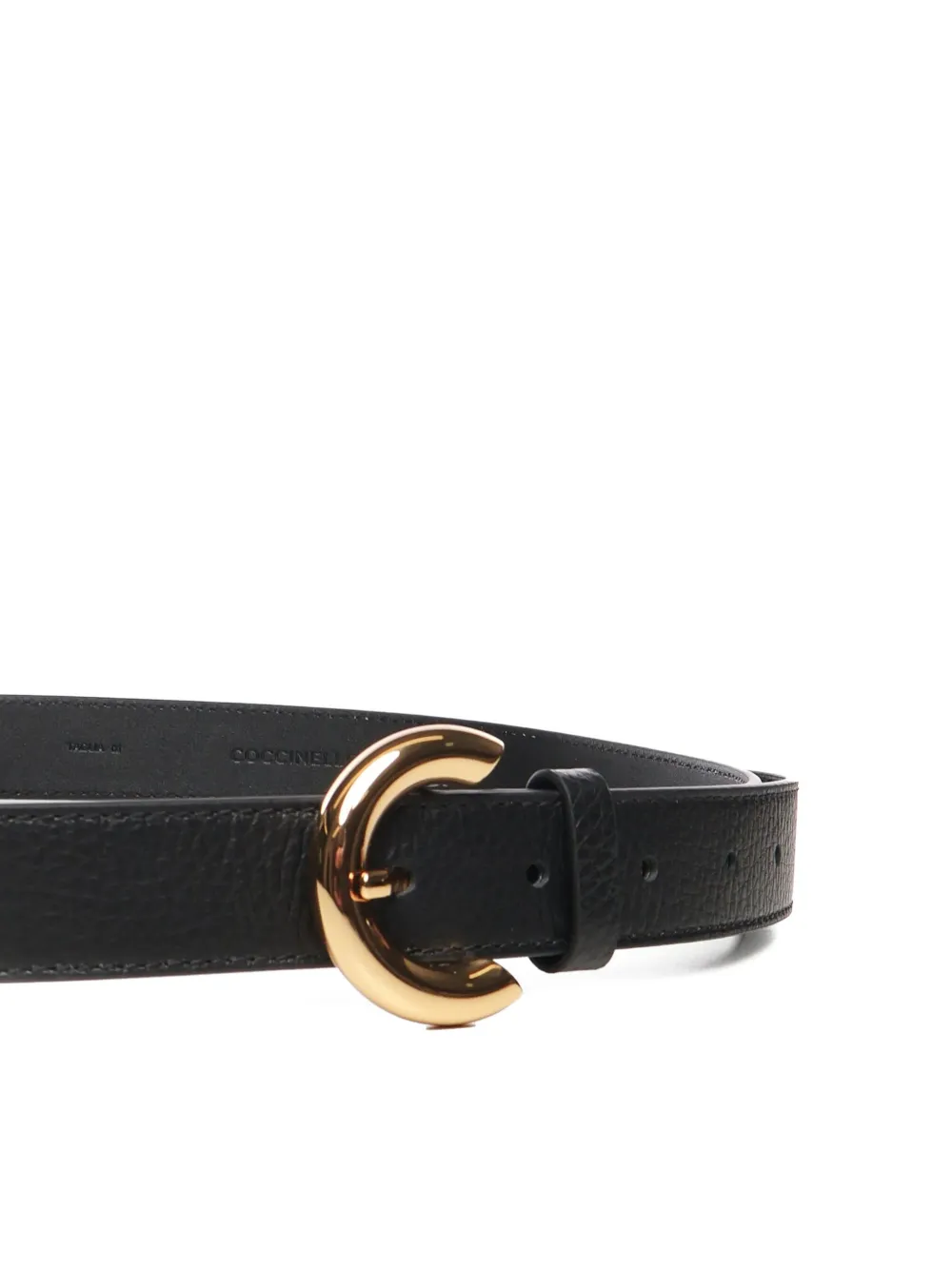 Coccinelle Leren riem met goudkleurige gesp Zwart