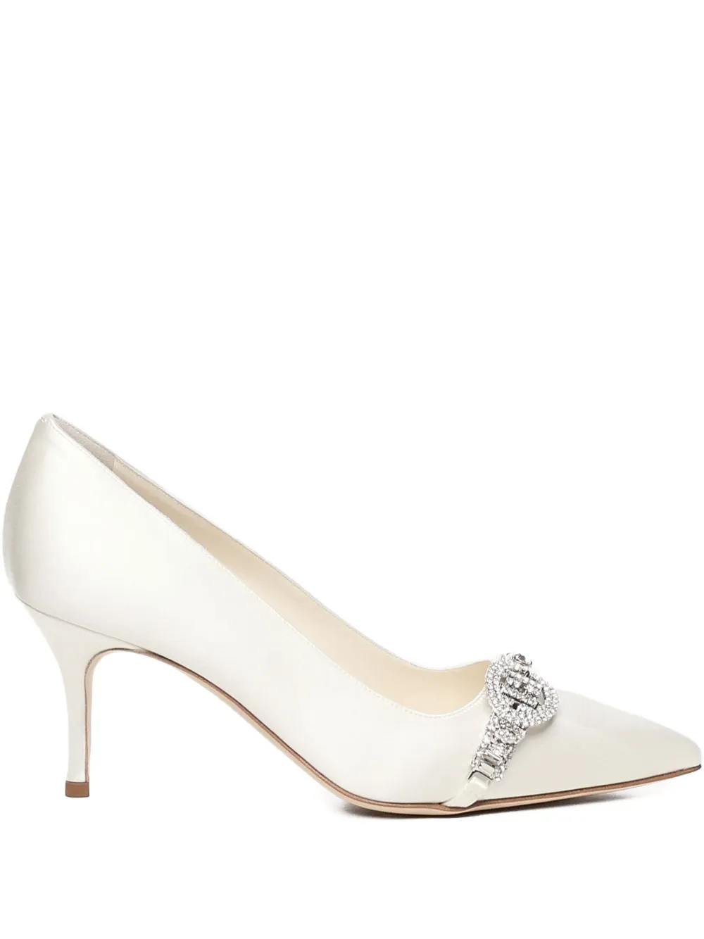Manolo Blahnik 75mm jewel-embellished pumps White