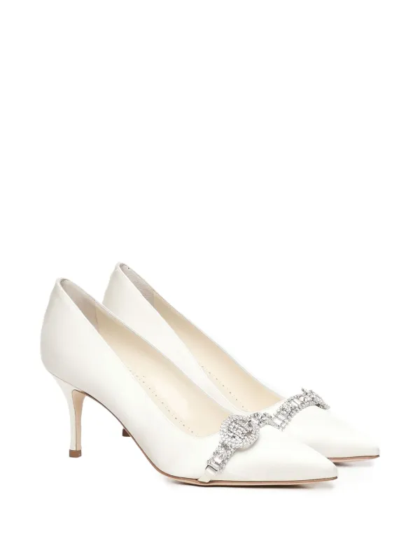 MANOLO BLAHNIK ホワイトパンプスビジュー MANOLO BLAHNIK ホワイトパンプスビジュー