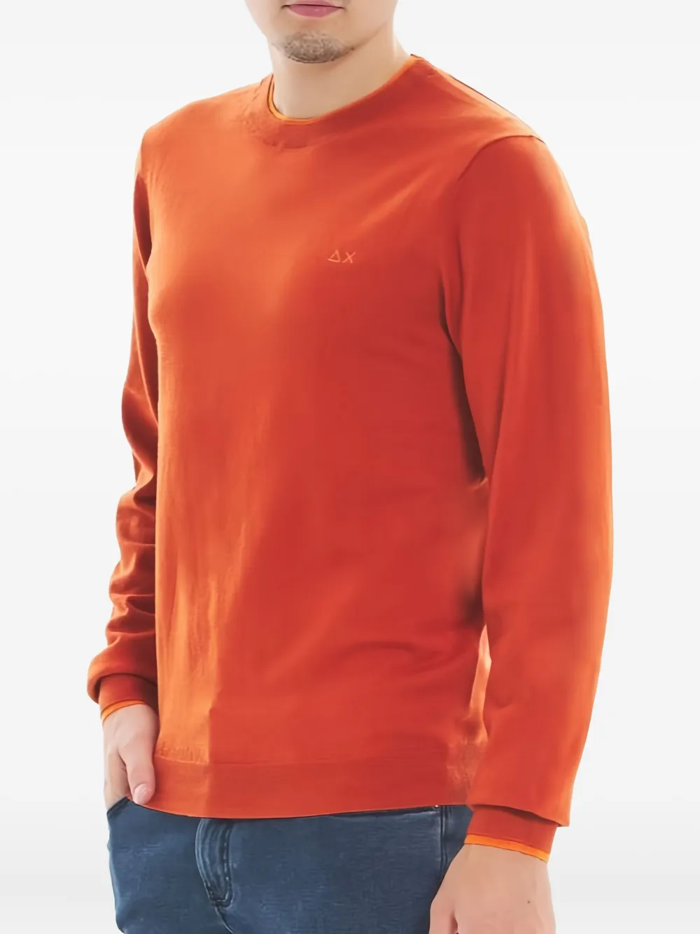 Sun68 Trui met ronde hals en logodetail - Rood