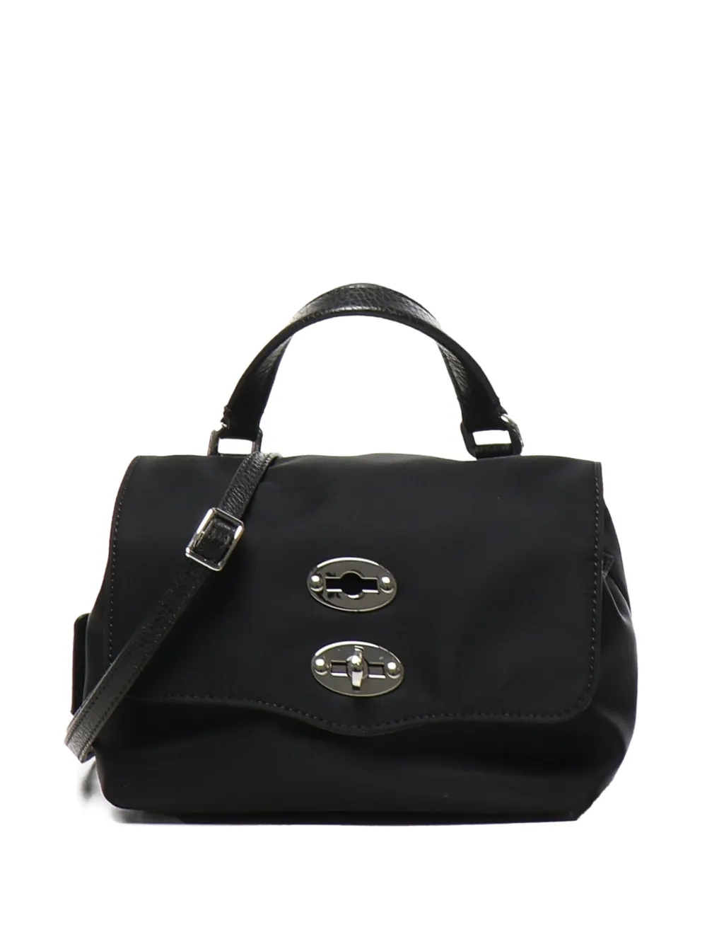 Zanellato Postina leather-handle flap cross body bag Zwart