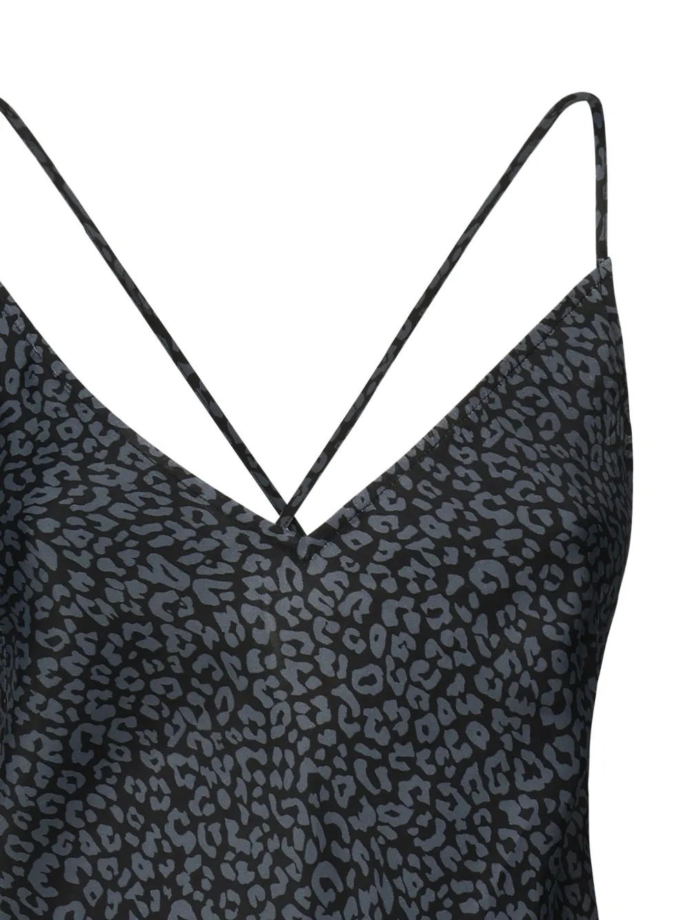 MC2 Saint Barth Eydis maxi-jurk met luipaardprint en gekruiste rug Zwart