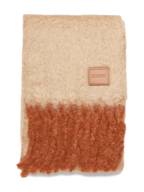 LOEWE fringed leather-patch scarf