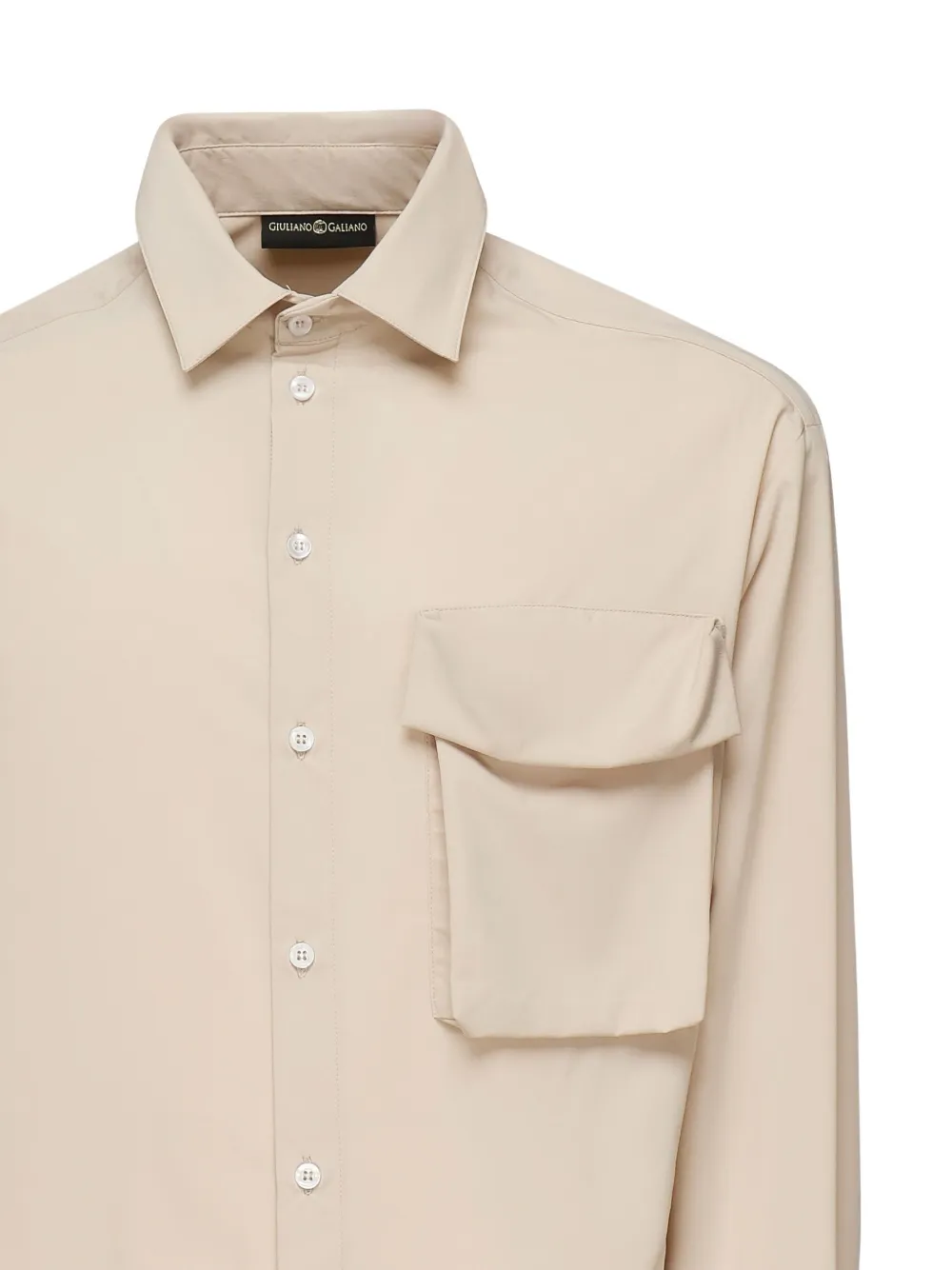 Giuliano Galiano Overhemd met lange mouwen en zak Beige