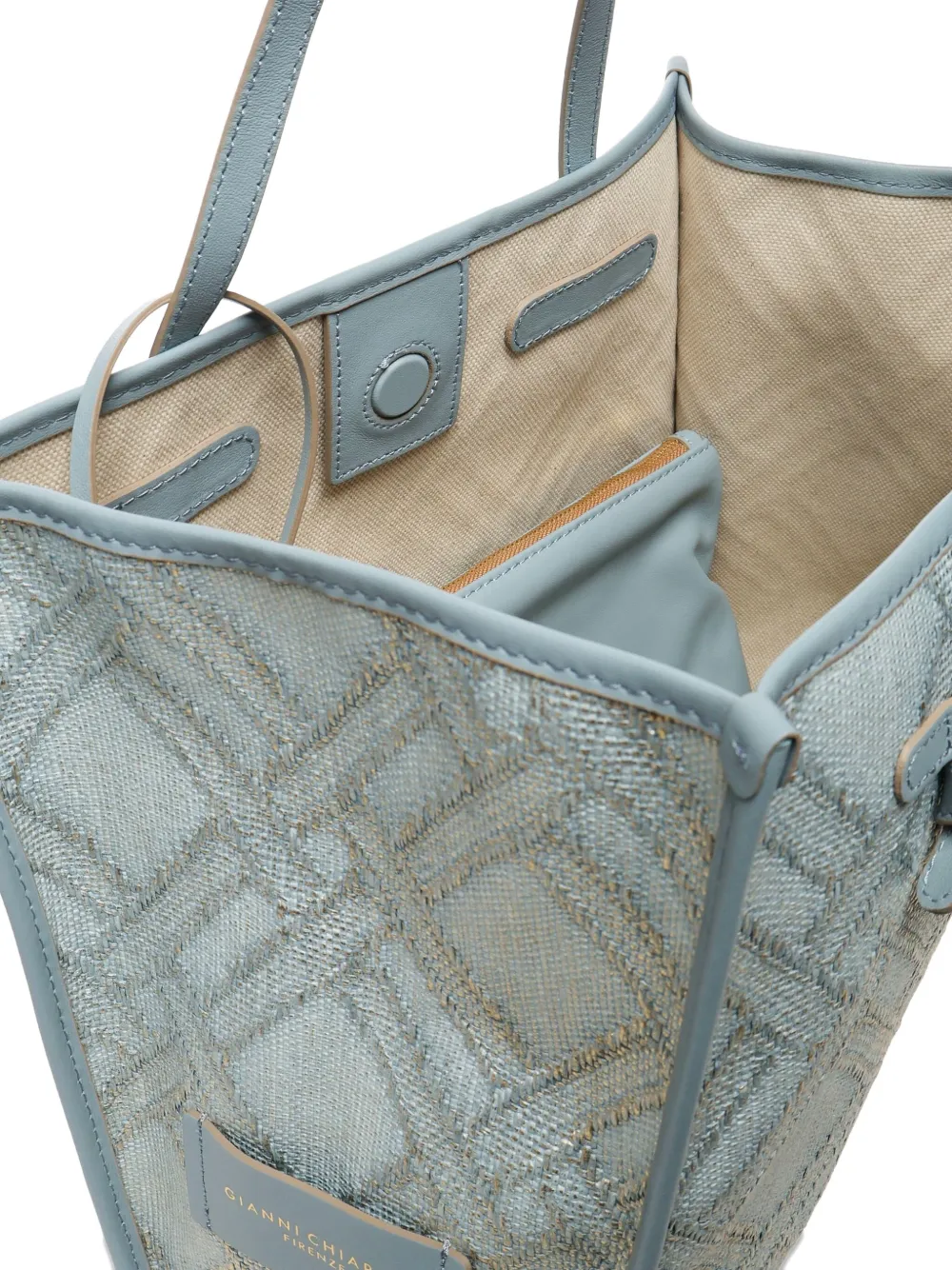 GIANNI CHIARINI Marcela jacquard-diamond tote bag Blauw