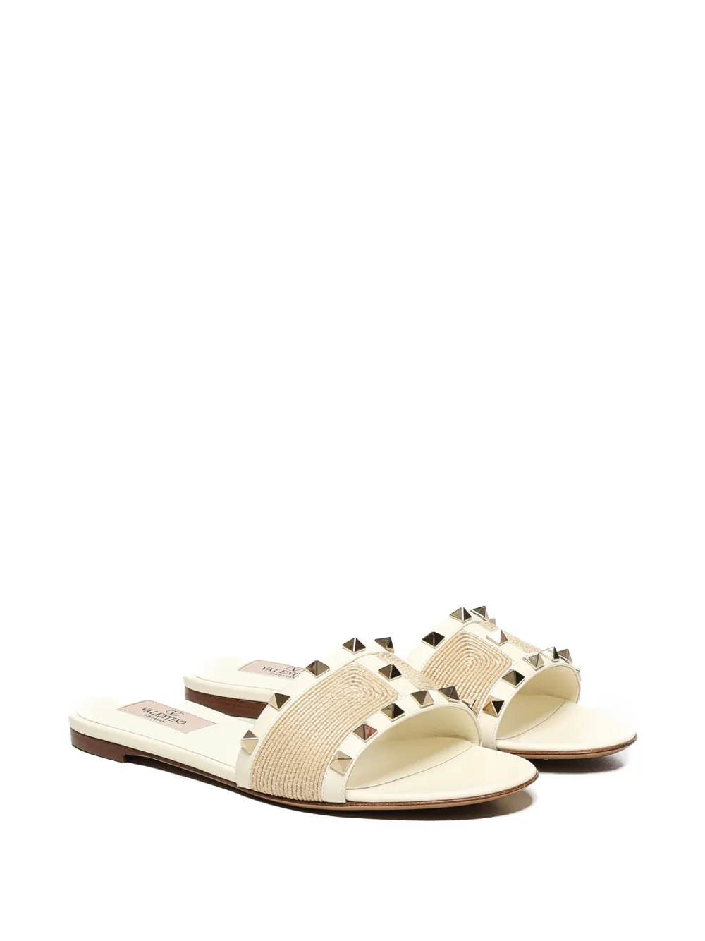 Valentino Garavani studded raffia sandals White