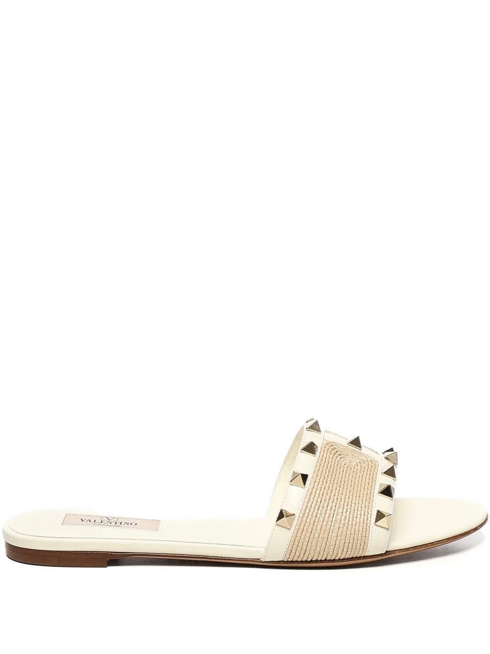 Valentino Garavani studded raffia sandals White