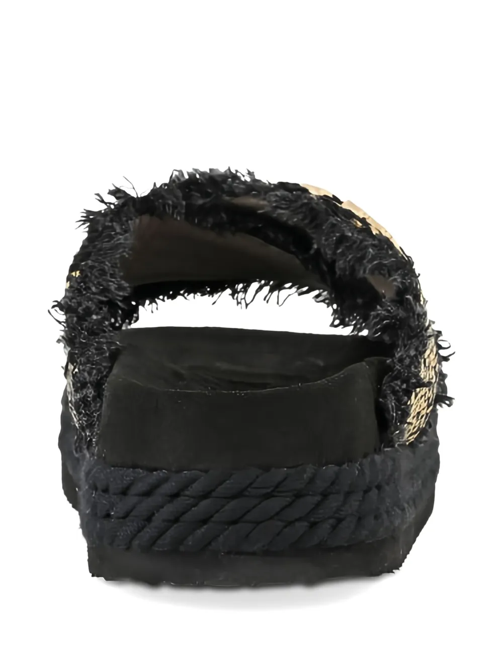 Mou frayed cross-strap sandals Black