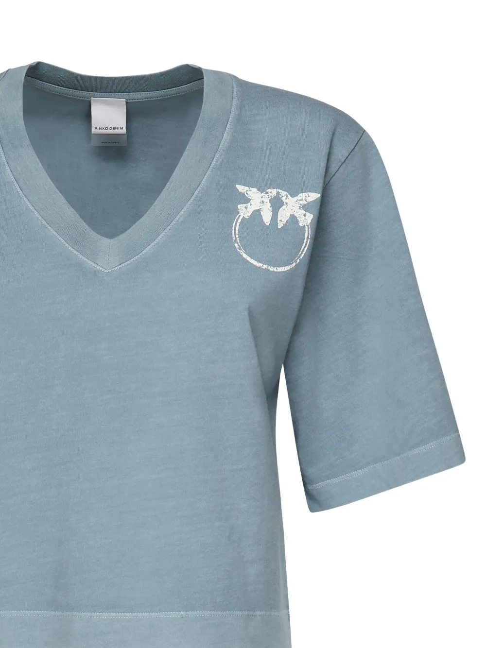 PINKO logo-embellished V-neck T-shirt Blauw