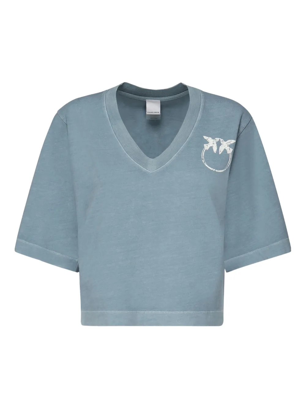 PINKO logo-embellished V-neck T-shirt Blauw