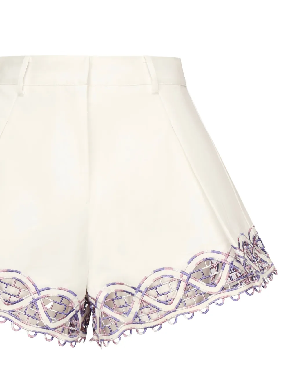 Celia B Shorts met geplooide voorkant en borduurwerk Wit