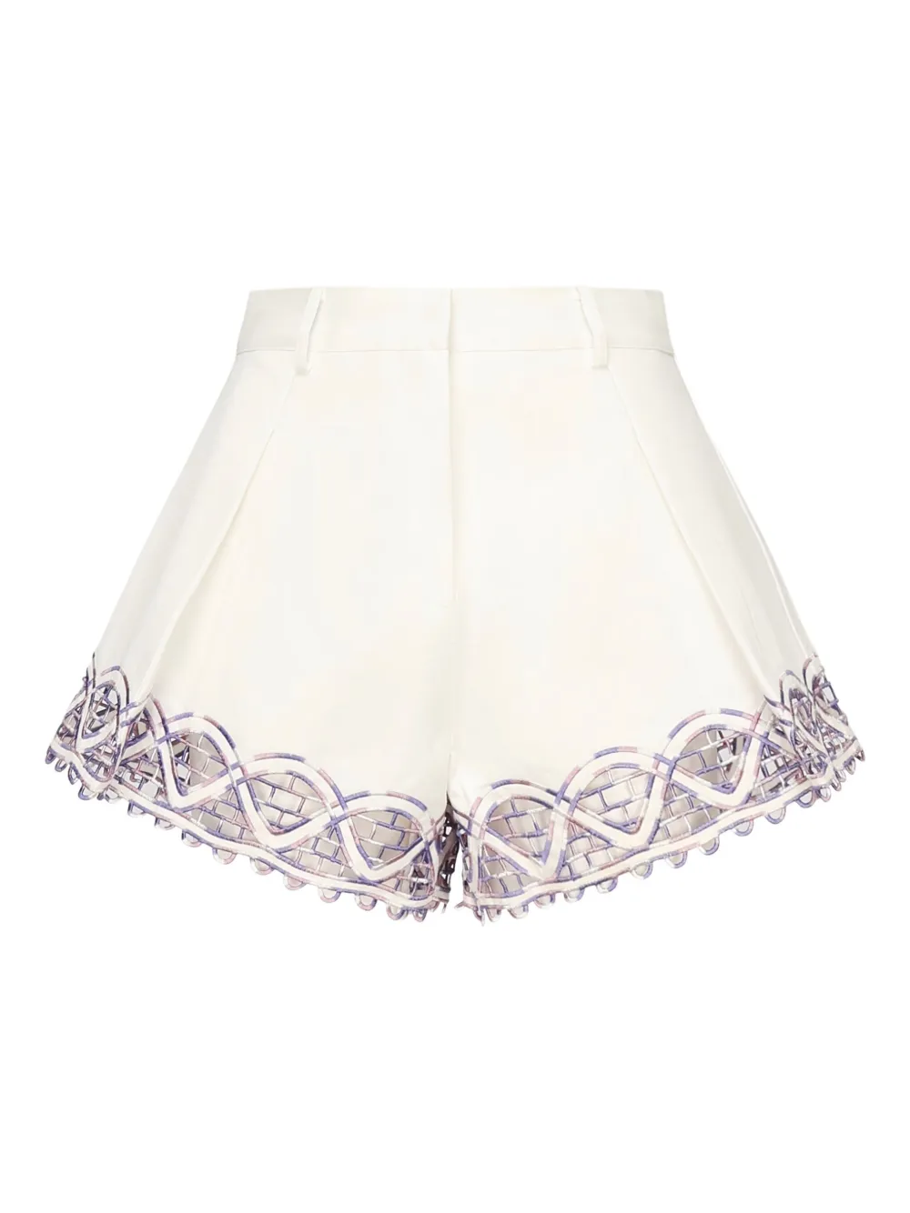 Celia B Shorts met geplooide voorkant en borduurwerk Wit