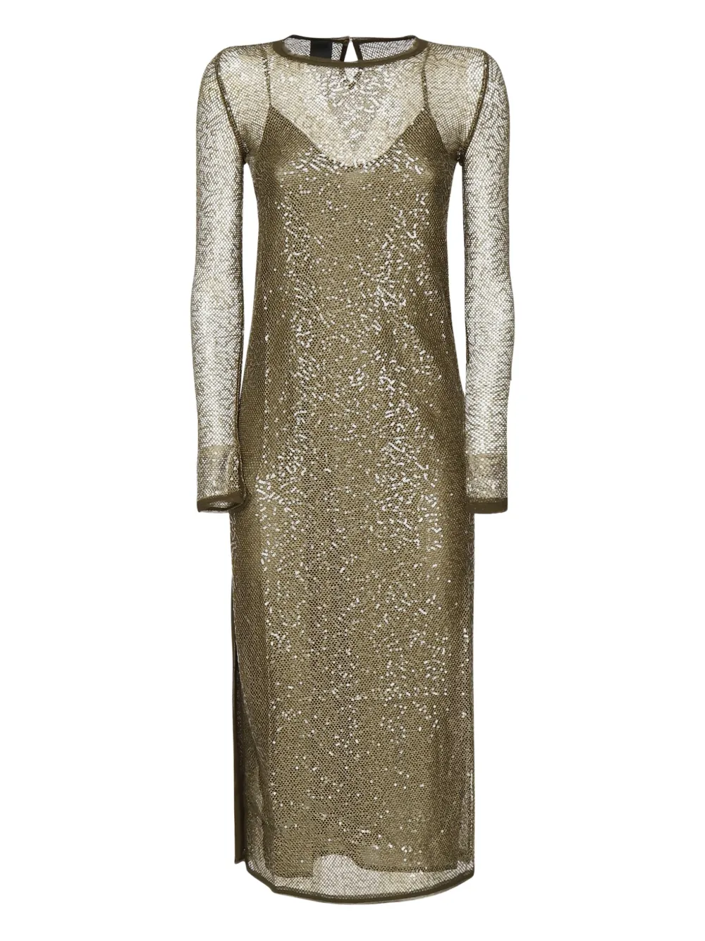 PINKO sequin-embellished mesh midi dress Groen