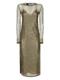 PINKO sequin-embellished mesh midi dress - Green