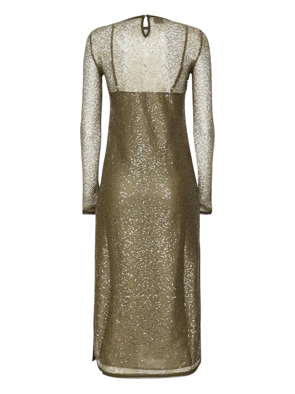 PINKO sequin-embellished mesh midi dress Groen