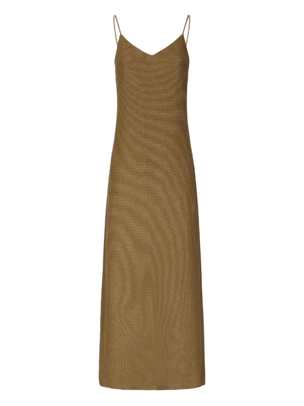 Max Mara Melfi V-neck Slip Maxi Dress | Brown | FARFETCH