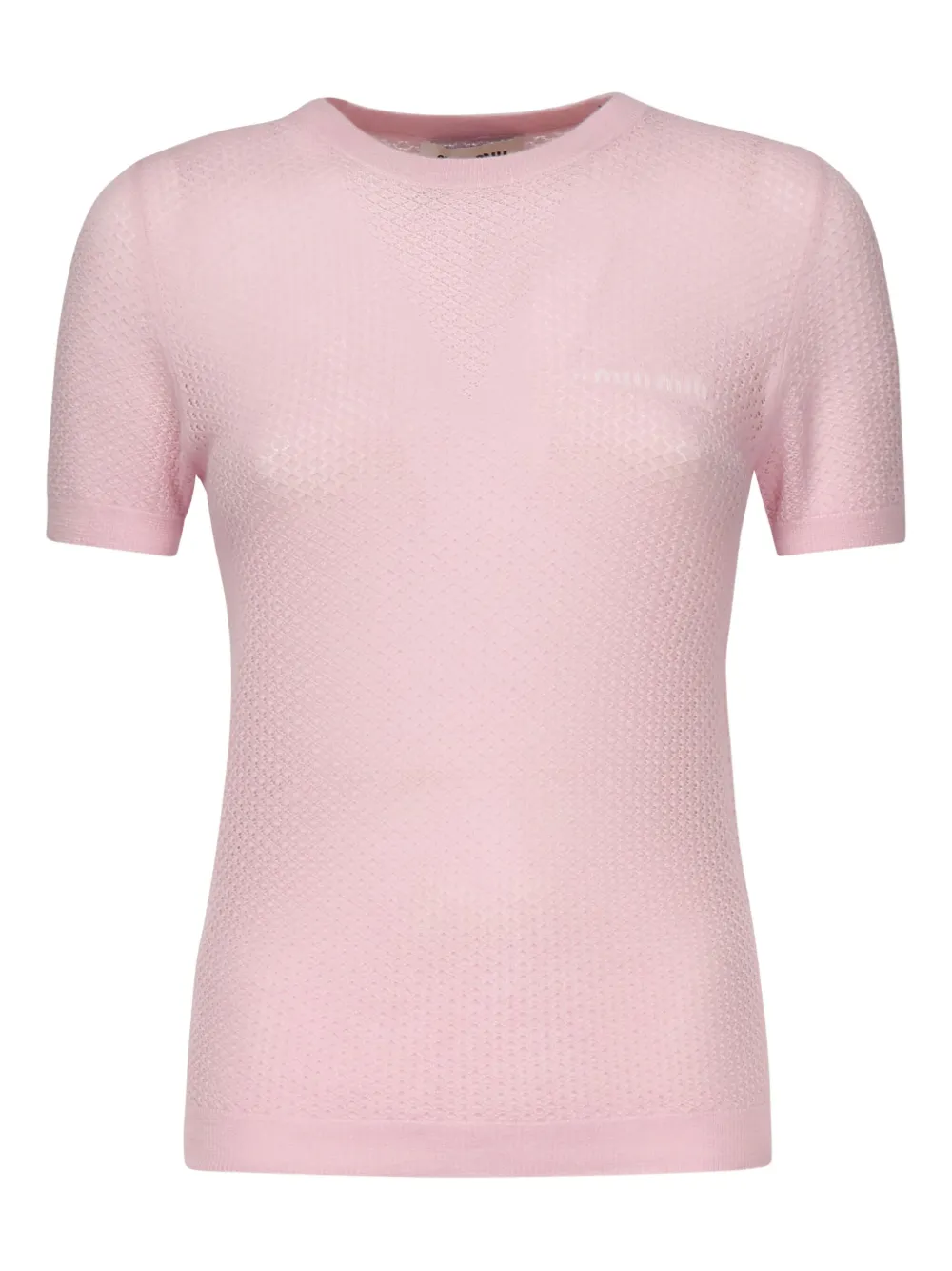Miu lace-effect intarsia top Roze