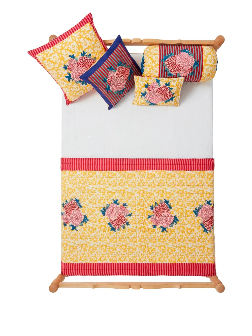 Lisa Corti Floral-print Cushion In Yellow