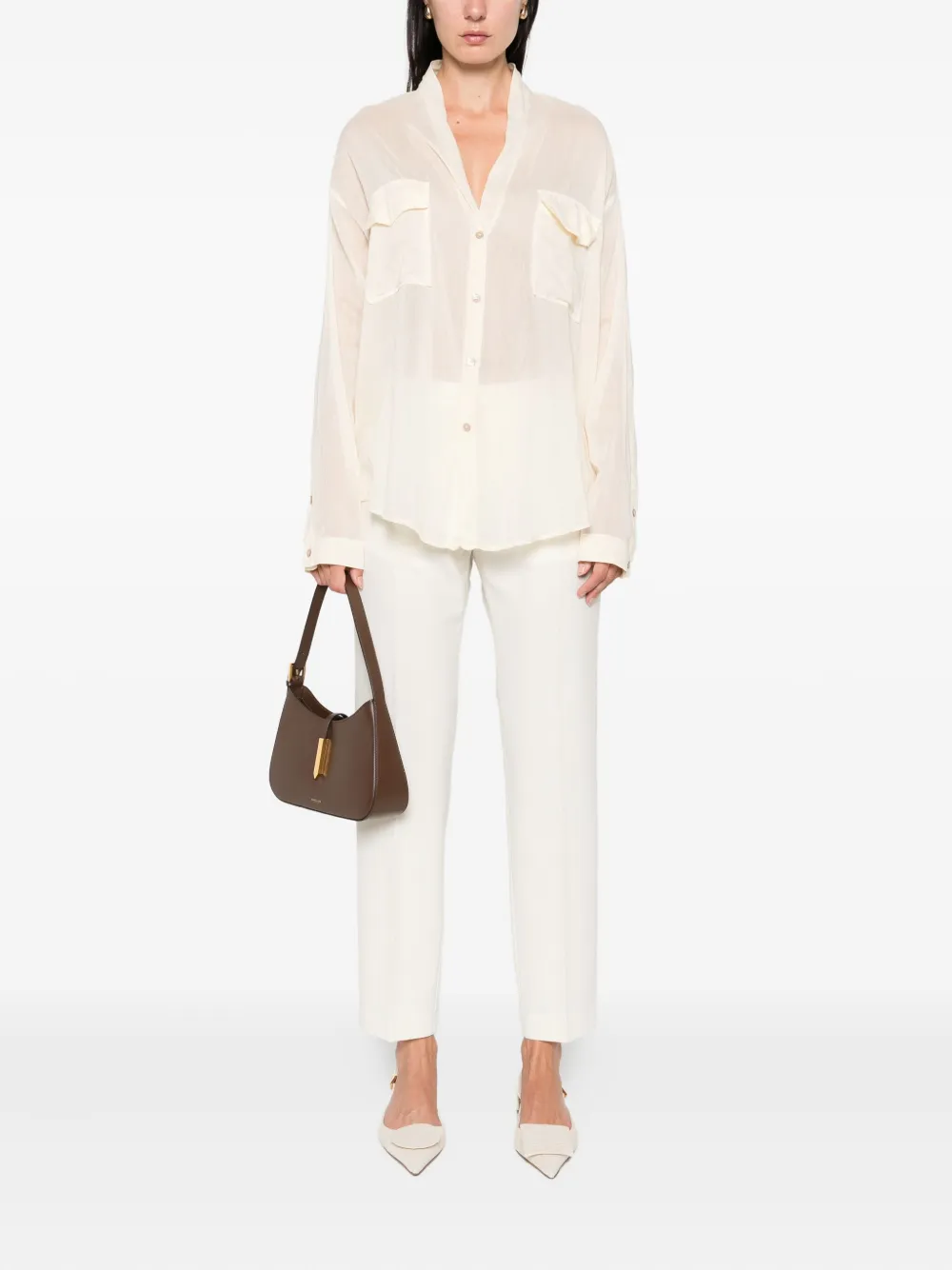 Forte T-shirt met verlaagde schouders Beige