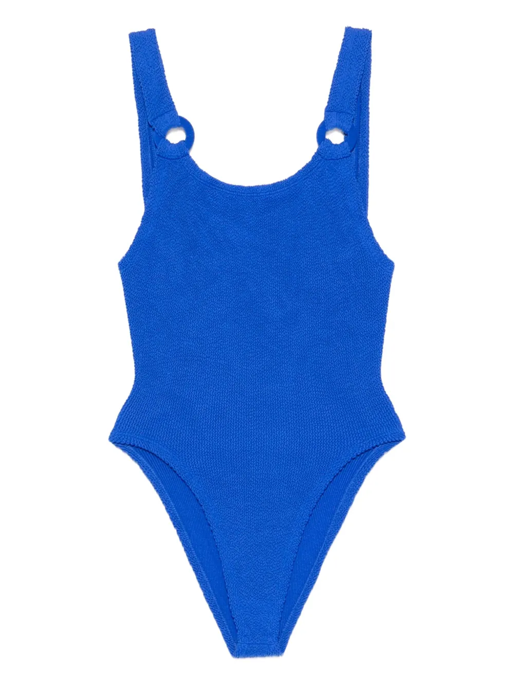 Hunza G Cut-out Sculpting Swimsuit Textured Fabric In Blue