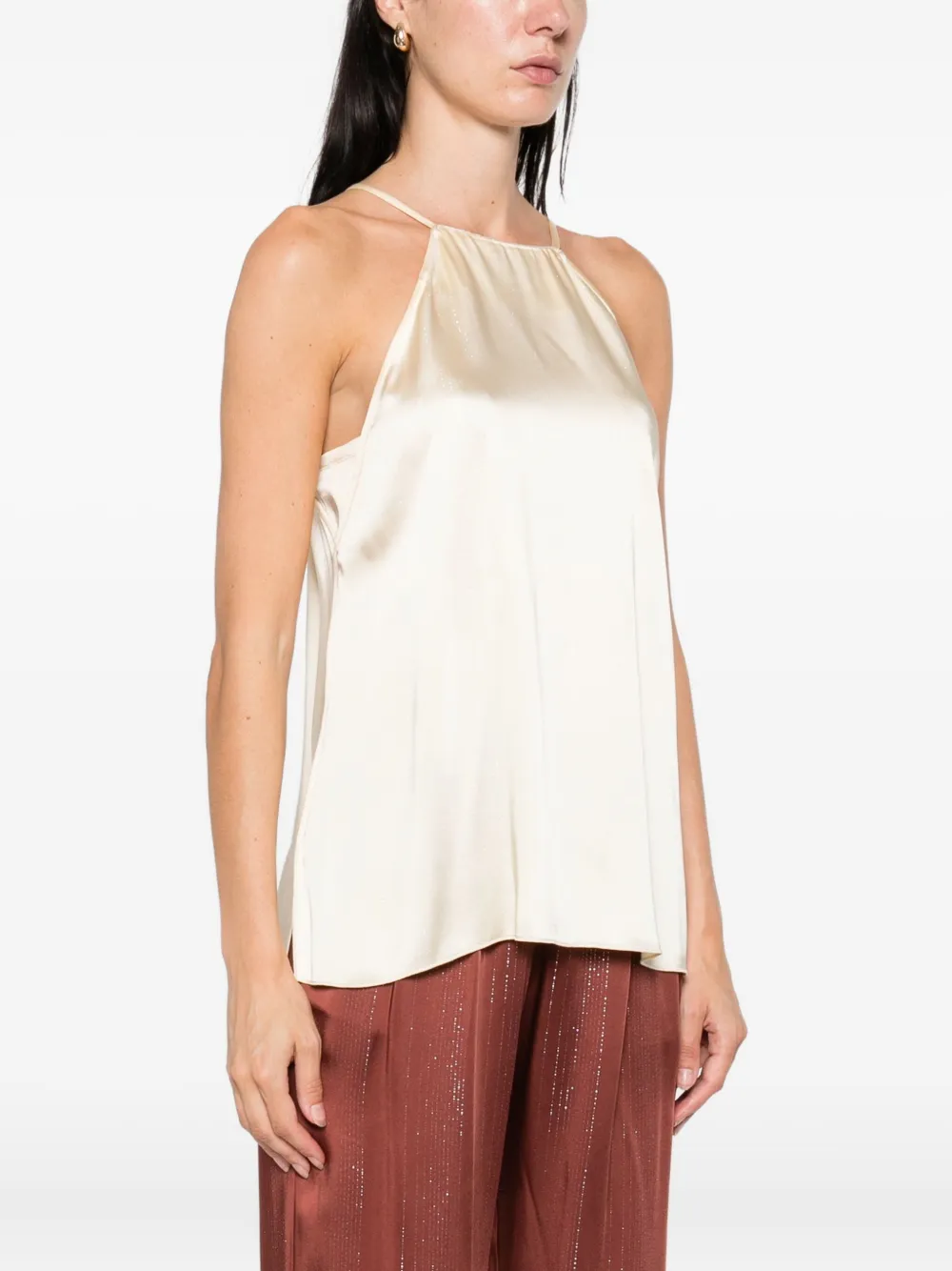 Forte Satijnen haltertop Beige