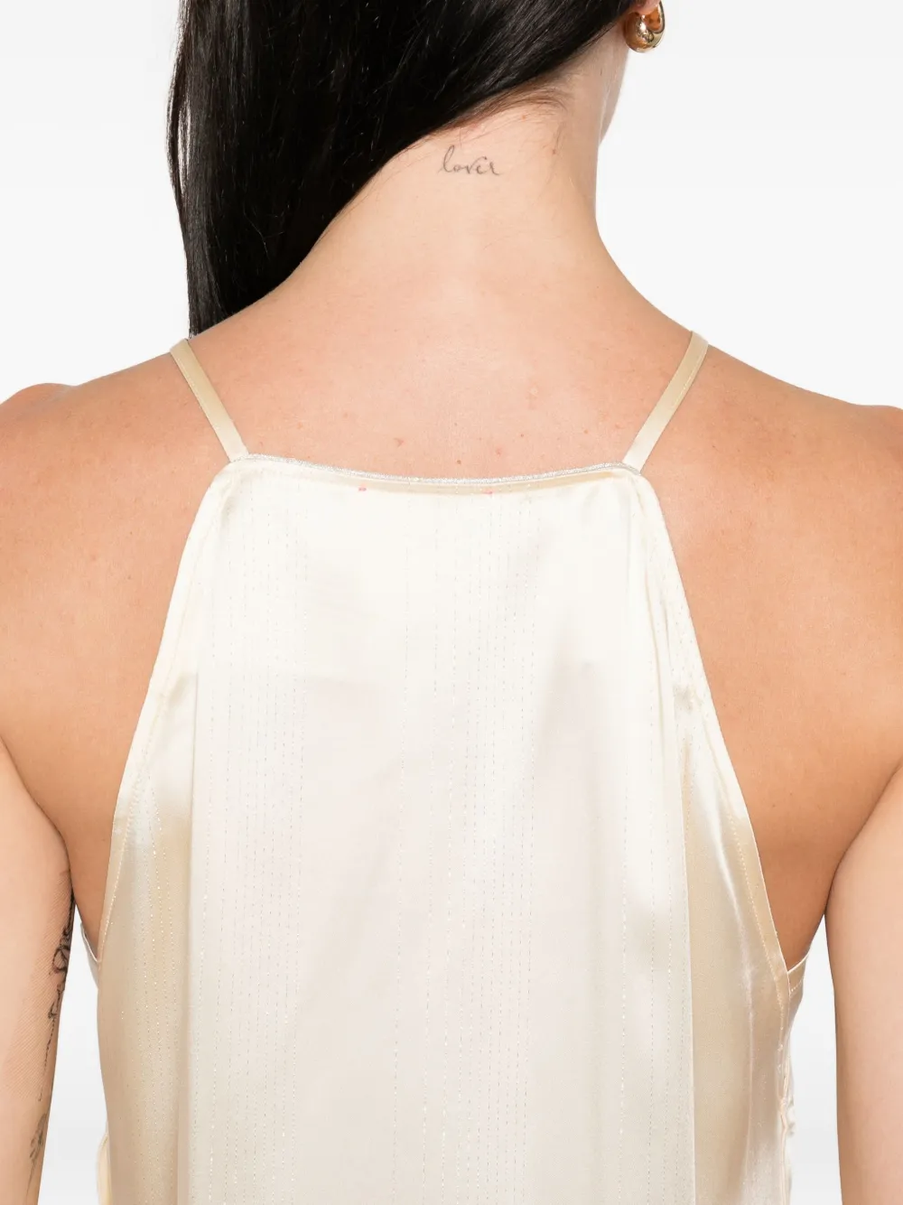 Forte Satijnen haltertop Beige