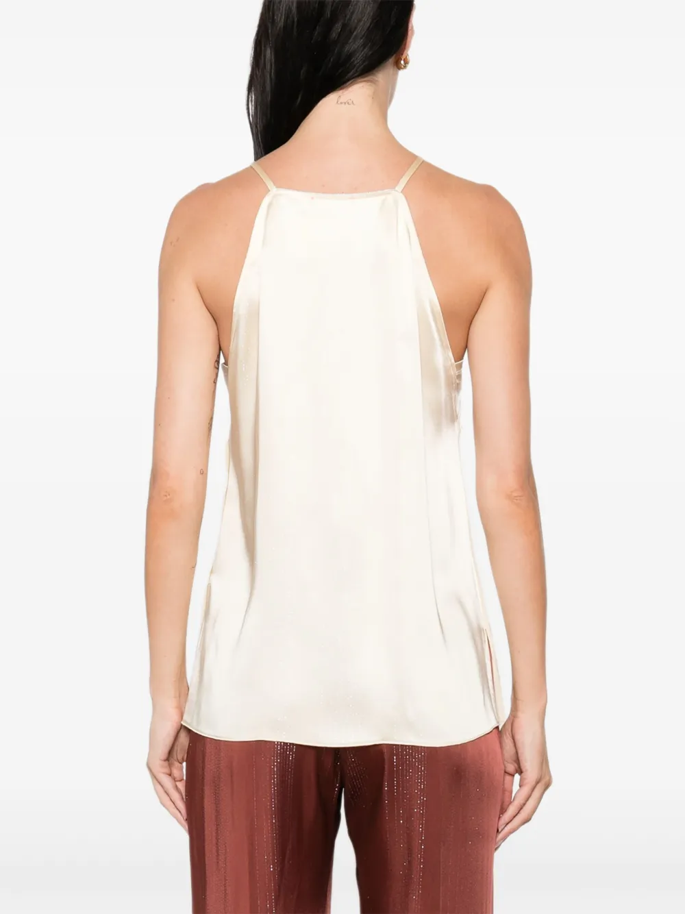 Forte Satijnen haltertop Beige