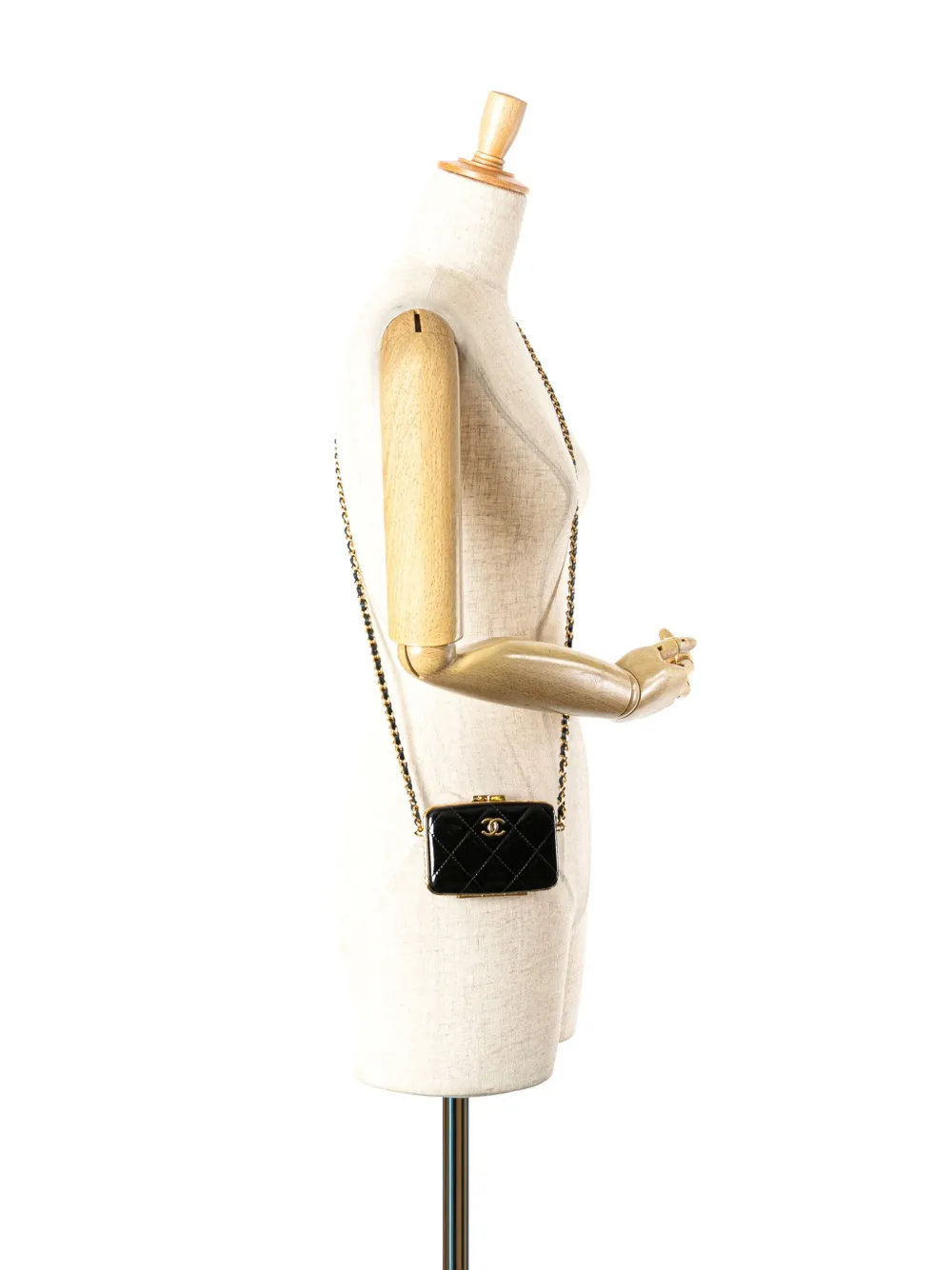 Pre-owned Chanel 2021 Small Glazed Goatskin Box With Chain Crossbody Bag