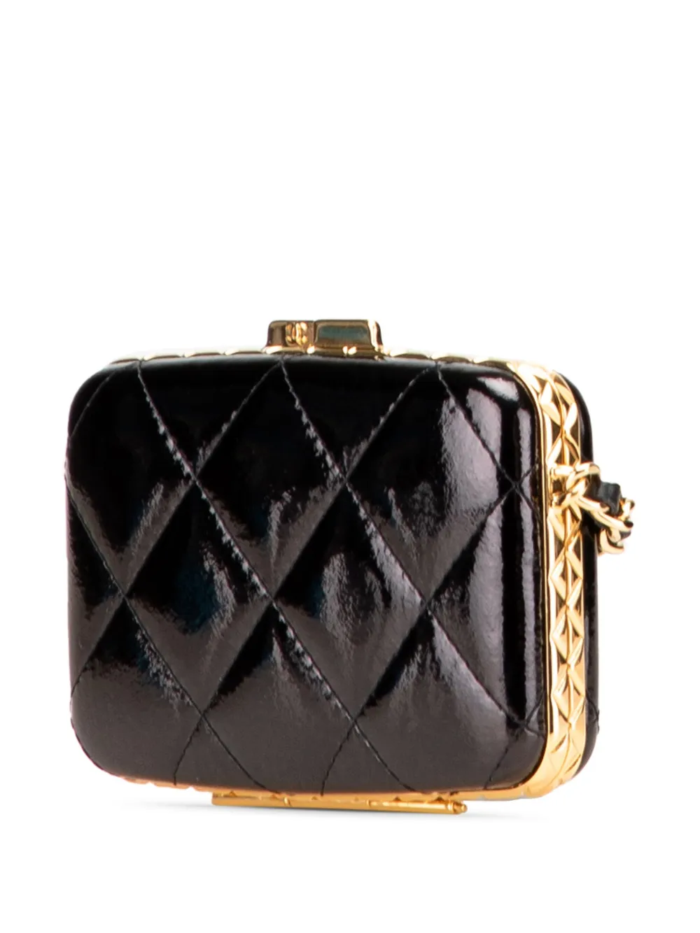 Pre-owned Chanel 2021 Small Glazed Goatskin Box With Chain Crossbody Bag