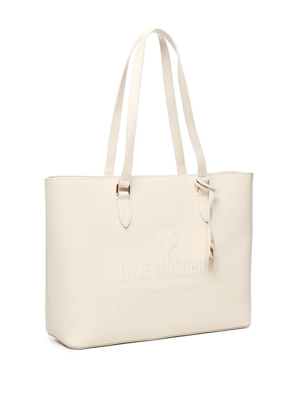 Love Moschino embossed-logo heart tote bag Beige