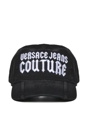 ハット VERSACE JEANS COUTURE Woman Hat Black 78HAZK10ZG364 G89 Black Hat with embroidered logo Versace Jeans Couture